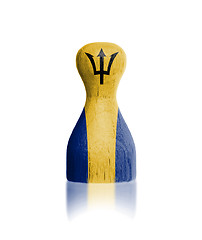 Image showing Wooden pawn with a painting of a flag