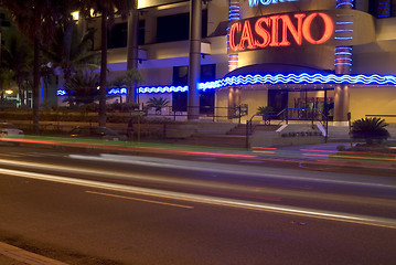 Image showing casino with light streaks malecon