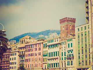 Image showing Retro look Genoa old town