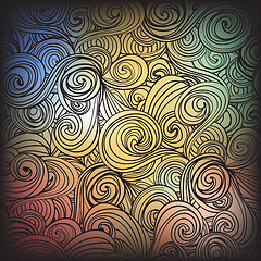 Image showing Seamless dark abstract hand-drawn waves pattern