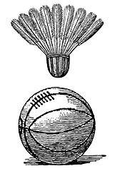 Image showing shuttlecock and football