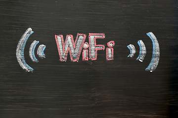 Image showing Chalk drawing of WIFI