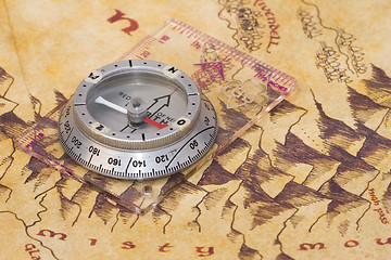 Image showing Compass and Map