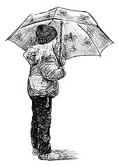 Image showing girl with an umbrella