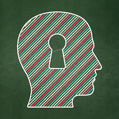 Image showing Finance concept: Head With Keyhole on chalkboard background