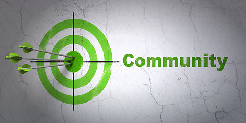 Image showing Social media concept: target and Community on wall background