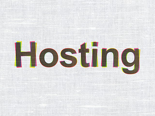 Image showing Web design concept: Hosting on fabric texture background