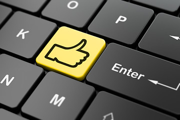 Image showing Social media concept: Thumb Up on computer keyboard background