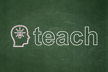 Image showing Education concept: Head With Lightbulb and Teach on chalkboard background