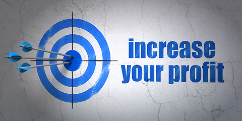 Image showing Finance concept: target and Increase Your profit on wall background