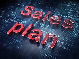 Image showing Advertising concept: Red Sales Plan on digital background