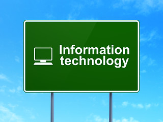 Image showing Data concept: Information Technology and Computer Pc on road sign background