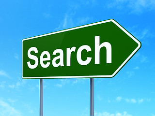 Image showing Web development concept: Search on road sign background