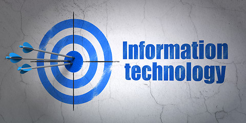 Image showing Information concept: target and Information Technology on wall background