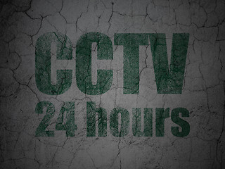 Image showing Protection concept: CCTV 24 hours on grunge wall background