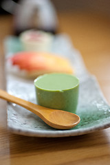 Image showing Japanese style green tea pudding
