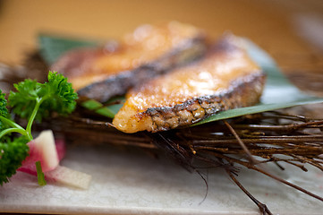 Image showing Japanese style teppanyaki roasted cod fish 