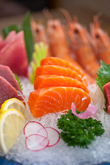 Image showing Japanese style assorted sashimi dish