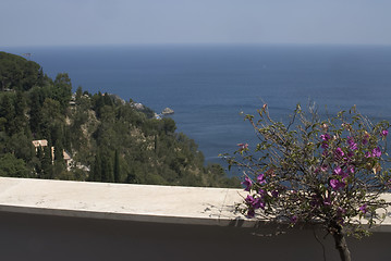 Image showing view from villa over sea taormina italy