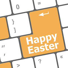 Image showing happy easter text button on keyboard keys