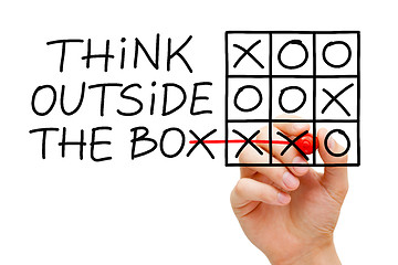 Image showing Think Outside The Box Tic Tac Toe Concept