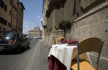 Image showing street side restaurant rome italy