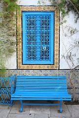 Image showing  Sidi Bou Said bench and window