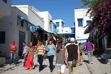 Image showing Sidi Bou Said tourists