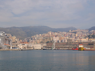 Image showing View of Genoa Italy from the sea