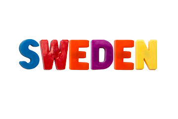 Image showing Letter magnets SWEDEN isolated on white
