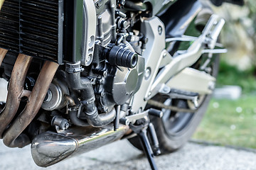 Image showing Motorcycle engine close-up detail background