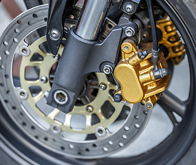 Image showing motorcycle wheel brake background in motorbike, motorcycle wheel