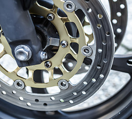 Image showing motorcycle wheel brake background in motorbike, motorcycle wheel