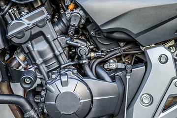 Image showing Motorcycle engine close-up detail background