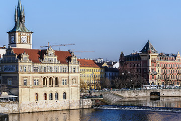 Image showing View to the Prague Old Town (Smetanovo Nabrezi)