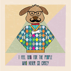 Image showing cool dog hipster, hand draw illustration