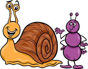 Image showing ant and snail cartoon illustration