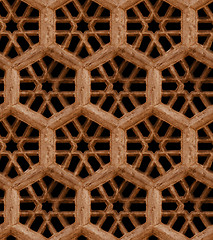 Image showing Seamless Indian pattern - brown sandstone grill on black backgro