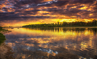 Image showing Sunset on the Loire River in France