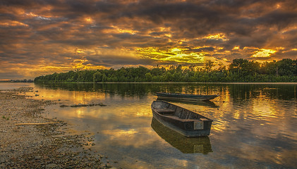 Image showing Sunset on the Loire River in France