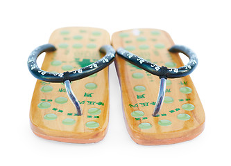 Image showing Two Chinese massage summer sandals