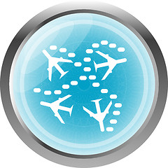 Image showing Plane set on icon glossy button isolated on white