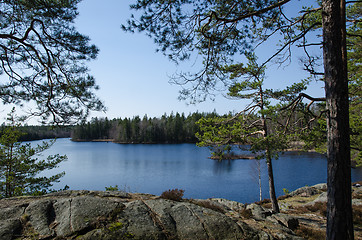 Image showing View point at a calm lake