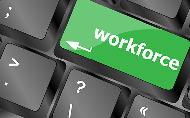 Image showing Workforce keys on keyboard - business concept