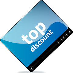 Image showing Social media concept: media player interface with top discount word