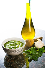 Image showing Fresh basil pesto