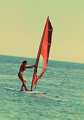 Image showing windsurfing - vintage retro style