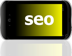 Image showing Web development concept: smartphone with word SEO on display