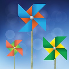 Image showing colorful windmills
