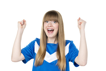 Image showing Football girl fist